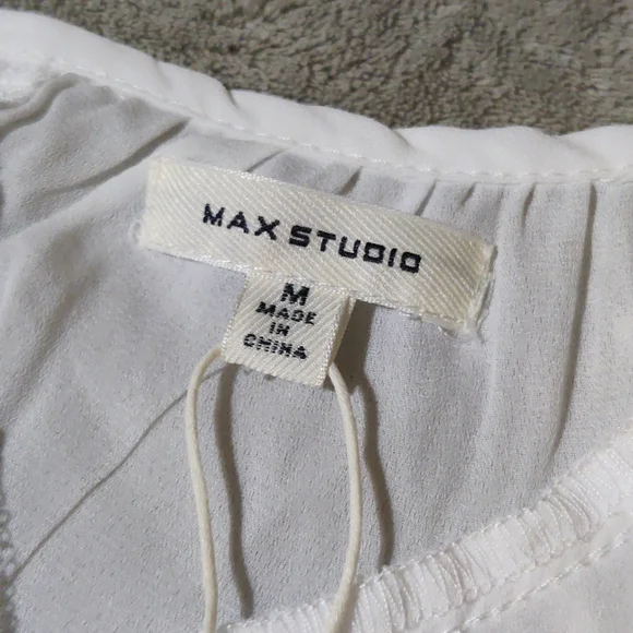 NWT Max Studio Ruffle Tie Neck Blouse - Picture 4 of 5